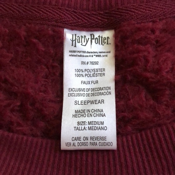 Harry Potter burgundy terrycloth sweater - Picture 3 of 6